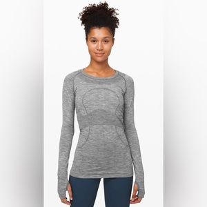 Lululemon Slate/White Swiftly Tech Long-Sleeve Shirt 2.0 size 8.